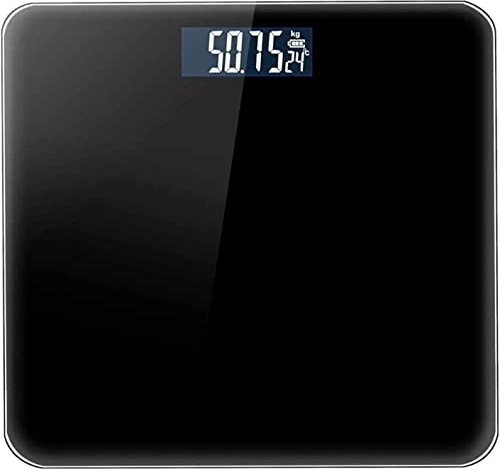 LEONYS Échelle de Salle de Bain de Poids corporel numérique, Grand LCD Affichage en rétroéclair, Verre trempé, 400 Livres (Color : Black)