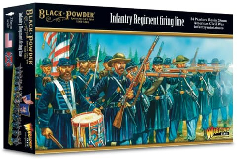 Warlord Games ACW infanteri regiment avfyrning - 28 mm skala miniatyrer för svart pulver mycket detaljerad amerikansk inbördeskriget för bordsspel krigsspel