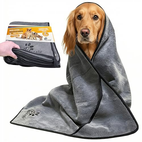 Luxury Dog Drying Towel & Large Washable Dog Blanket 140x70cm | Ultra-Absorbent 800gsm Microfibre Fast-Dry Dog Towel for Drying Dogs | Dog Bath Towel |Puppy Blanket | Dog Drying Coat | Pet Blanket