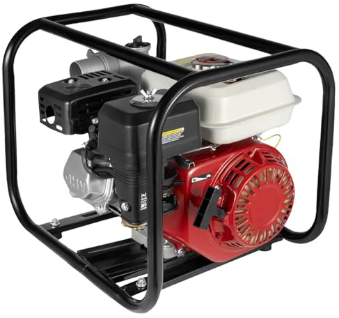 6,5PS Benzin Wasserpumpe, 4.8KW 4-Takt-Motor Schmutzwasserpumpe mit 92ft Förderhöhe, Gartenpumpe Teichpumpe für Teich Garten oder Haus - 7m Ansaughöhe, Benzin Pumpe,Seilzugstart