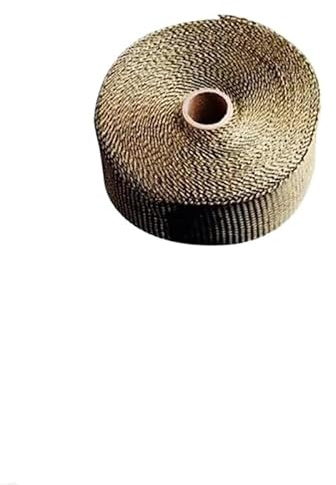 Hitzeschutzband,Auspuff Hitzeschutzband 5 m Auspuffrohr-Tuch, Glasfaserband, Auto-Auspuffrohr-Wickelisolierung, Baumwolltuch-Isolierung, wärmegewickeltes Klebeband(Titanium)
