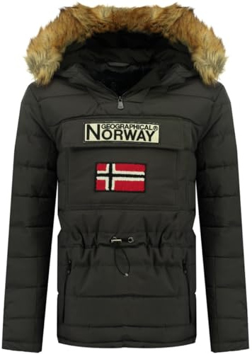 Geographical Norway Coconut Lång varm parkas för män höst vinter - vattentät vattenavvisande kappa - pälsjacka för utomhusbruk - vindjacka - herr (mörkgrå L), Mörkgrå, L
