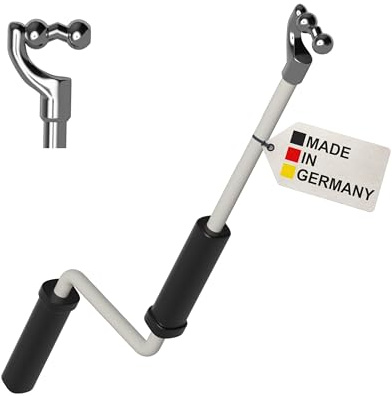 BAUHELD® Manovella per tenda con gancio a sfera [Made in Germany] – Asta per tenda da sole con verniciatura a polvere [140 cm), manico ad alta resistenza in plastica, compatibile con occhielli rotondi