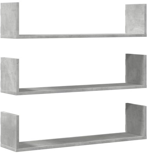 vidaXL Mensole a Parete 3pz Grigio Cemento 80x18x18 cm in Truciolato, scaffale a Muro, espositore a Muro