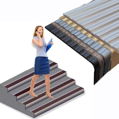 ZYXQQJ Treppenkantenprofil 40/50/60/70mm Treppenkantenschutz Treppenkante rutschfeste Treppenwinkel Stufen Kantenprofil In L-Form ﻿(Gray,W70mm)