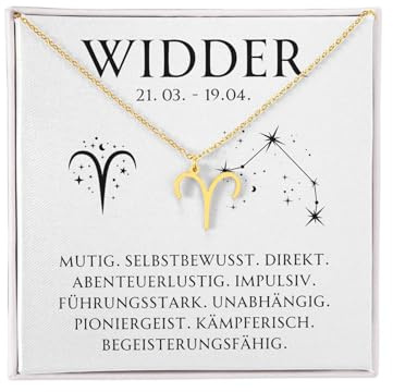 BYLITZ Sternzeichen Kette mit Geschenkbox und Karte Zodiak Halskette mit Anhänger für Frauen Tochter Damen Nichte Enkelin Freundin Mädchen