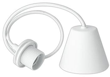 Colgante lámpara 60W, 1m cable, color blanco, ideal para iluminar salones y comedores con estilo moderno.
