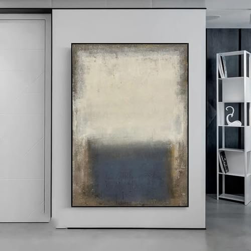 Abstrakte Kunst Minimalistisches Ölgemälde Wandkunst Beige und Braun abstrakte gedruckte Leinwandmalerei für Wohnzimmer 100x165cm mit Rahmen