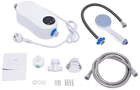 Mini Wandmontage Warmwasserbereiter Elektrischer Klein Durchlauferhitzer Instant Tanklos KüChe Elektrisch Elektro Led Anzeige Warmwasser Heizung Mit Duschkopf Und Duschschlauch Wandbefestigung 5500W