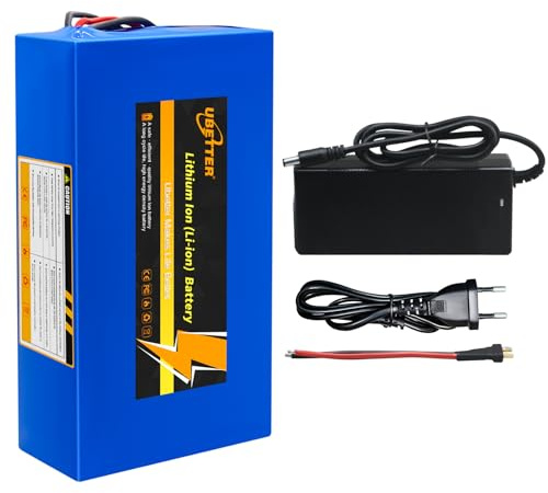 UBETTER Batteria 48V Ebike 20AH Batteria al litio, batteria per bici elettrica 48V con BMS, caricatore 2A per bici elettrica 250-1400W, e-scooter, e-scooter, e-motor (48V 20Ah)