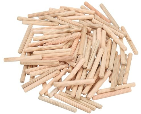 sourcing map Holzdübelstifte, Holzdübel, Stangen, Möbel, Holzbearbeitung, gerillter Stift, gerillter Stift, Holzdübel geriffelt, für Handwerk, DIY-Projekte, 100 Stück