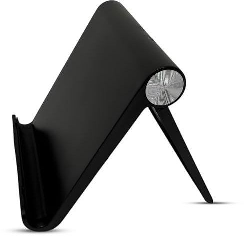 Moreik Support Téléphone Portable et Smartphone, pour Bureau, Porte Téléphone, Socle Portable, Accessoire Ajustable, Forme Triangulaire (Noire)