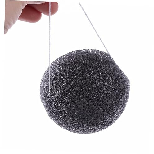 Healvian Charcoal Facial Cleaning Sponge Sponge Black Bamboo Activated Deep Cleansing Exfoliating for Oily and Sensitive Skin Daily Face Care