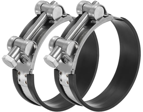 PATIKIL 80-85mm T-Bolt Hose Clamp, 2 Pack Rubber Cushioned Intake Intercooler Pipe Tube Clamps 304 Stainless Steel Radiator Hose Clamp for 3.15-3.35 Pipe