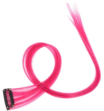 Vaguelly Extensiones De Cabello Liso Clip 10 Piezas Extra Largas Fibra Sintética Rosa Para Mujer Uso Diario Fiesta Cosplay