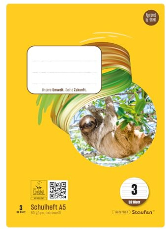 Style Schulheft - 10 Hefte à 32 Blatt, DIN A5, 80 g/m², 21 Doppellinien | Lineatur 3, hochwertiges Papier, ausgezeichnet mit dem EU Ecolabel, praktische Details