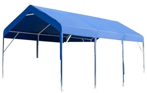 Abris de Voiture Abri de Voiture extérieur, Patio, tonnelle, Garage Mobile, auvent, Tente imperméable et résistante au Soleil, Jardin, Espace Ouvert, pergola Carport Tente de Garage(A 3x5.3m Blue)