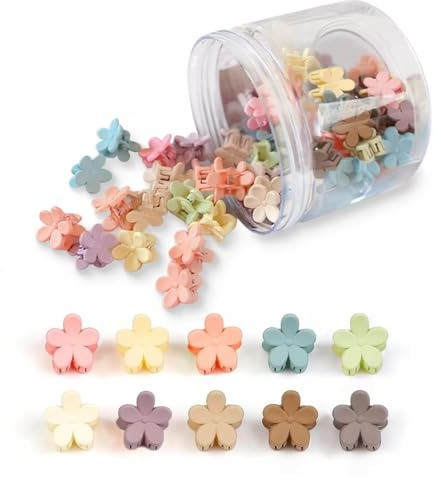 120 Pcs Colorful Mini Hair Claw Clips Small Hair Clamps Hair Accessories for Women Girls Teens Kids Cute Tiny Hair Pins Barrettes Bun Clips Assorted Colors Baby to Adult Flower