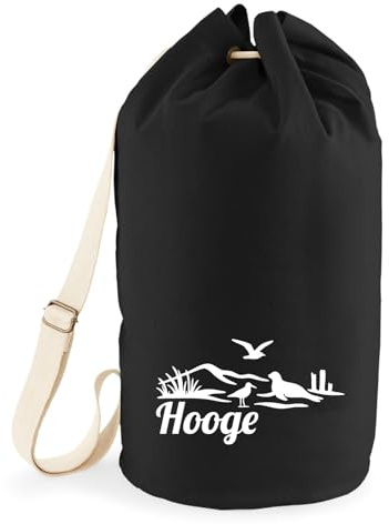 Huuraa Seesack Hooge Strandmotiv 20 Liter Black Baumwolle Rucksack Geschenkidee