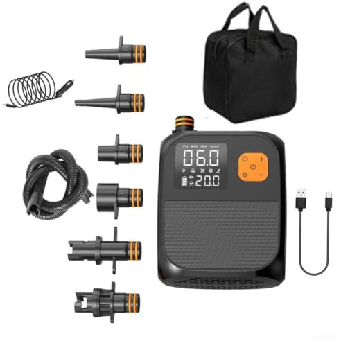 Bulevisiter Bomba de aire eléctrica portátil con la exhibición del LCD, inflador de alta presión 25PSI de la batería recargable 8000MAh para los dispositivos eléctricos de las velas del kayak