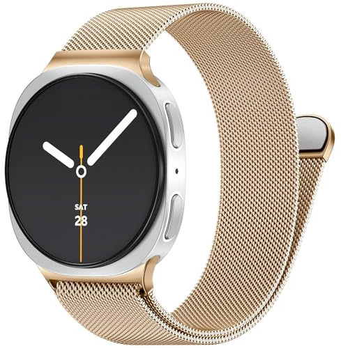 PIOWNN Metallarmband Kompatibel mit Samsung Galaxy Watch 9 Armband | Für Galaxy Watch 8 Armband, Edelstahl Metall Mesh Ersatzarmband mit Magnetverschluss, Für Galaxy Watch 8 Classic, Rosegold