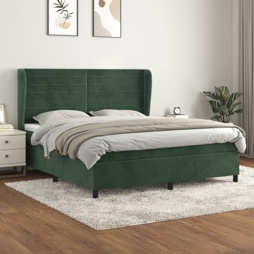 Qnhdfrt Boxspringbett Dunkelgrün 180x200 cm mit Samtbezug und Taschenfederkernmatratze Höhenverstellbares Kopfteil für erholsamen Schlaf und modernes Wohngefühl