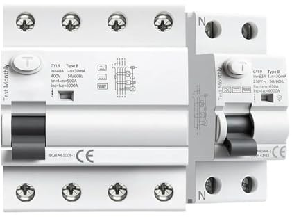 Disjoncteur Différentiel Magnétique Type B, Différentiel CC, 2P, 4P, 40 A, 63 A, 30 MA, 100 MA, 300 MA, Différentiel Type B, 6 KA(2 Pole,40A 300mA)