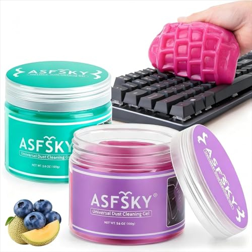 ASFSKY Juego de 2 unidades de gel limpiador de coche para teclado, plastilina de limpieza para coche con fragancia, gel limpiador de coche para teclado (verde claro + rosa)