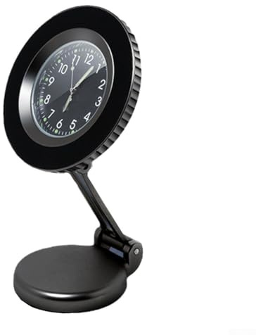 Gdfnmogo Car Mobile Phone Mount with Clock, 360-Degree Rotating & Foldable Bracket for Most Cars and SUVs, Fit, Black ABS Holder for Safe Driving(INSTRUMENT PANEL)