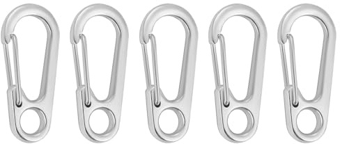 5/10/20 st. mini-karbinhake med karbinlås - fjäderkrokar i legering med D-ring for utomhuscamping och dagligt bruk(Silver,20PCS)