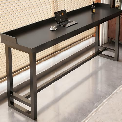 Barbord Massivt Träbord för Pubar I Lantlig Stil Höga Köksbord för Frukostbänkar för Bistro Matsal Vardagsrum(Black,100x30x104cm)