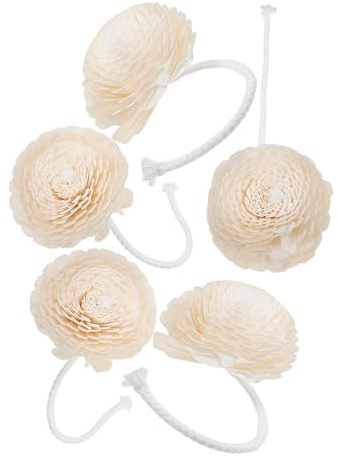 SEWOART 5 Pezzi Diffusore Aromaterapia Fiori Senza Fiamma con Corda in Cotone Diffusore Olio Essenziale Decorativo per Casa Ufficio e Auto Aroma Naturale per Ambienti Interni