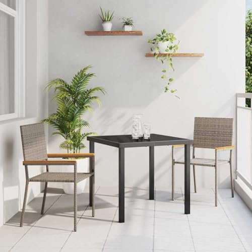 Frdhee Verandamöbel,Garten Stapelstühle 2 pcs Grau und Braun,Bistrostuhl für Garten, Terrasse