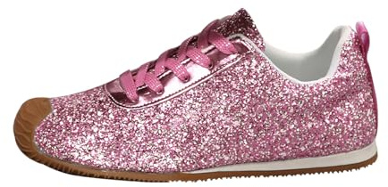 Sneaker paljett dam - platta damskor sneaker låga skor kväll sneaker trendig sko bekväma sneakers snörning atletiska sneakers vandringssneakers, pink, 41 EU