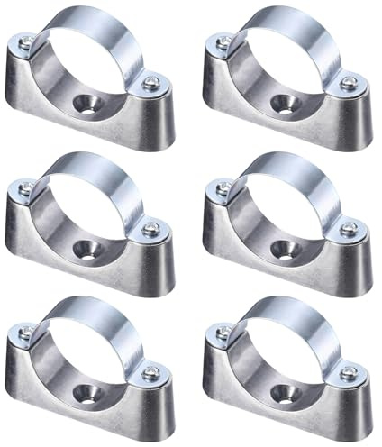 sourcing map 6Pack Pipe Support Pipe Bracket Clamp, 43mm Pipe Wall Mount Ceiling Mount Rigid Straps Carbon Steel Bracket Holder for Metal Tube