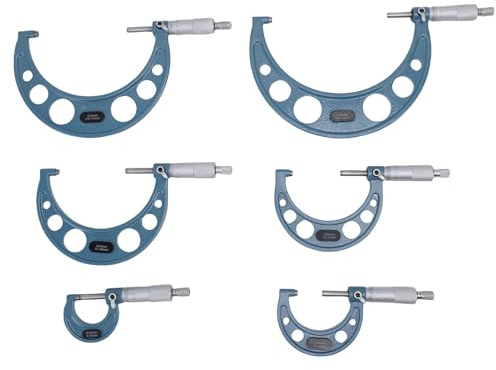 Mumusuki Set di Micrometri per Esterni, Strumento Meccanico, Misurazione Accurata, Graduazione 0,01 Mm, per Macchinisti e Officine