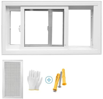 Slider Window for Basement, Vinyl Sliding Windowm, Aluminum Alloy Frame Replacement Windows for Bathroom Shed 22x20 24x13 25x16 27x23 29x17 32x21(White,W 29 x H 15)
