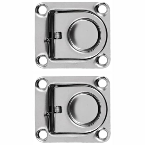 BE-TOOL Paquete de 2 manijas de escotilla empotradas de acero inoxidable 304 para muebles empotrados de 38 x 44 mm, anillo de elevación redondo marino para armario, casillero, yate marino