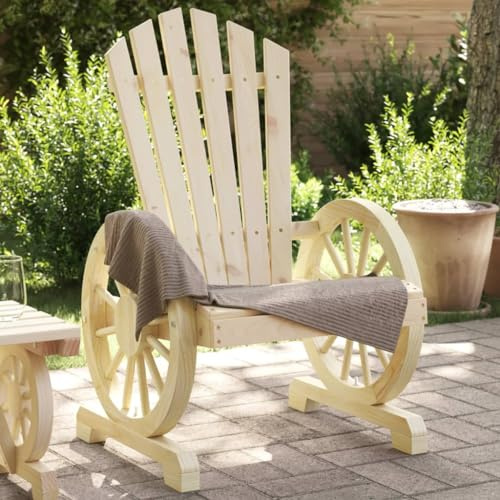 PHGTYUK Adirondack - Sedia da giardino in legno massiccio, per esterni, ergonomica, per giardino, terrazza, balcone, con bordo del carrello
