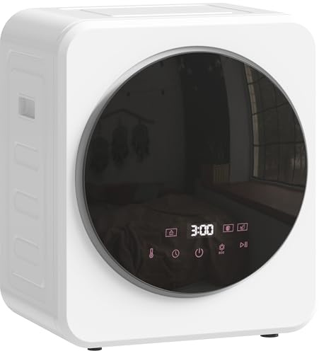 Mini-sèche-linge portable HOMCOM 4 kg, écran LED, sèche-linge compact 800 W, chargement frontal, jusqu'à 60 °C, empilable/fixable au mur/autoportant, minuterie, tambour en acier inoxydable, pour la