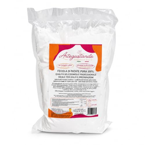 Artegustando Fecola di Patate Pura 100% 1Kg – Amido Professionale per Dolci, Creme, Budini, Pan di Spagna, Biscotti e Preparazioni Salate – Senza Glutine e Senza Lattosio
