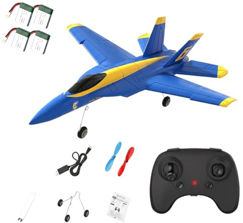 RCXTechPro RC Flugzeug Düsenjet Für Park, Garten & Outdoor, 2CH Ferngesteuertes Flugzeug Mit 6-Achsen Gyro, Dual Coreless Motoren, LED Navigation Für Erwachsene Enthusiasten Hobby Flugmodell