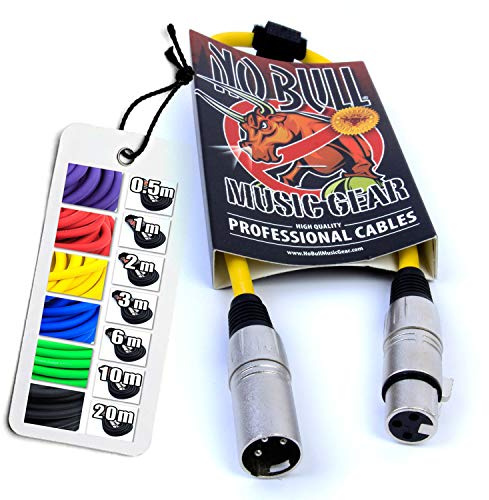 No Bull Nordell Music Gear' Premium XLR Cable (Yellow, 0.5m): Achieve a Clearer Audio Signal with a Balanced Male to Female Microphone Lead, plus Cable Tie