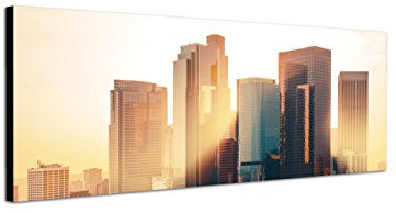 Augenblicke Wandbilder Keilrahmenbild Wandbild 150x50cm Los Angeles Skyline Sonnenuntergang