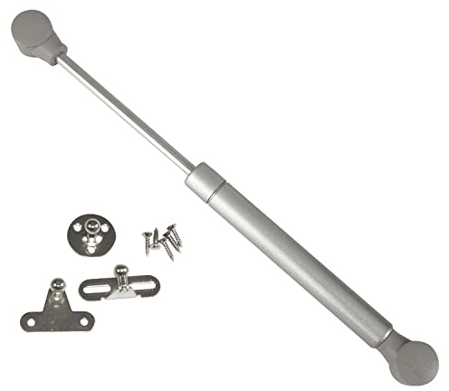 Amig - Compás de Gas para Elevación de Puertas Abatibles para Muebles - Mod.97-247 x 15 mm - Resistencia de carga: 8 kg - Amortiguador para Apertura Ascendente sin Impacto - Plateado