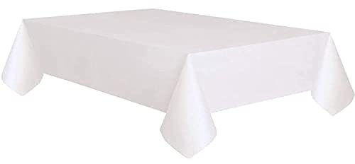 Solid White Rectangular Paper-Poly Table Cover (137cm x 274cm) 1 Count - Elegant & Durable Tablecloth for Parties, Events, and Home Use