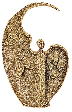 Hochwertige Engel Figur aus gold-farbener brauner Bronze »Schöpfungsengel« mit Geschenkschachtel, 11 cm hoch, handbearbeitet; Ein Original von der Künstlerin Zrenner aus Regensburg