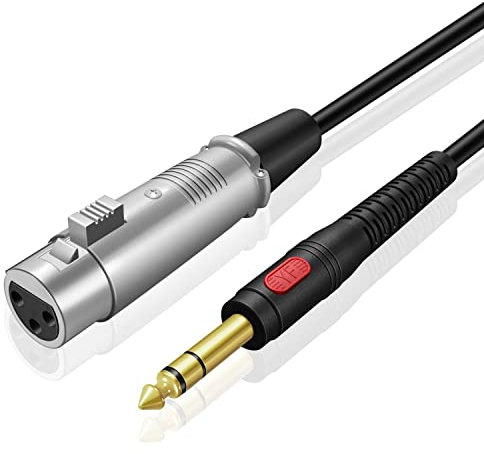 TNP 3 Pin XLR Female to 1/4 Inch Male TRS Microphone Cable Jack - Balanced (6. 35mm) Quarter Inch TRS to XLR Female Cable - Gold Plated XLR to 1/4 Cable for Speaker, AMP, Guitar, Speakers (10 ft)
