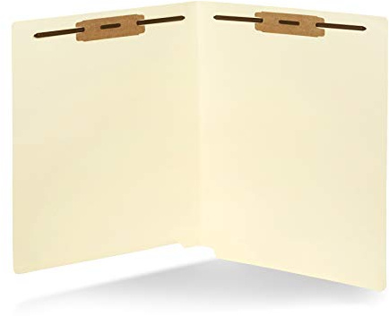 50 End Tab Fastener File Folders - Reinforced Straight Cut Tab 2 Prong Folders- Designed to Organize Standard Medical Files and Office Documents - Letter Size, Manila, 50 Pack