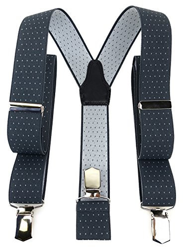 TigerTie Unisex Hosenträger in Y-Form mit 3 extra starken Clips - Farbe in anthrazit grau silber gepunktet - hochwertige Verarbeitung - Breite 35 mm